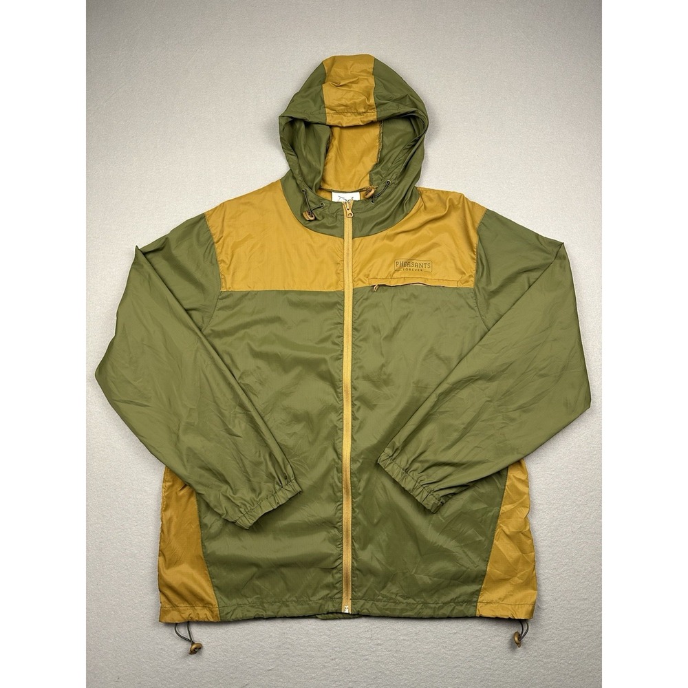 Pheasants Forever Windbreaker Olive/tan Hoodie Jacket Men L